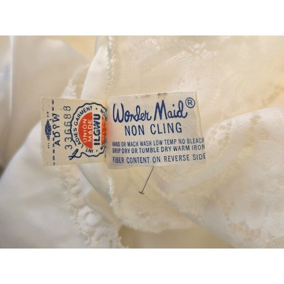 Wonder Maid 60s Full Slip Ss 34 White Lace Non-Cling Nylon Blend USA Union Made - Picture 4 of 8